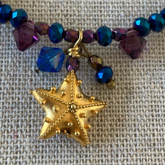 New Gold Vermeil Star Pendant on Beaded strand of Swarovski crystals & Verme… - Picture 3 of 7